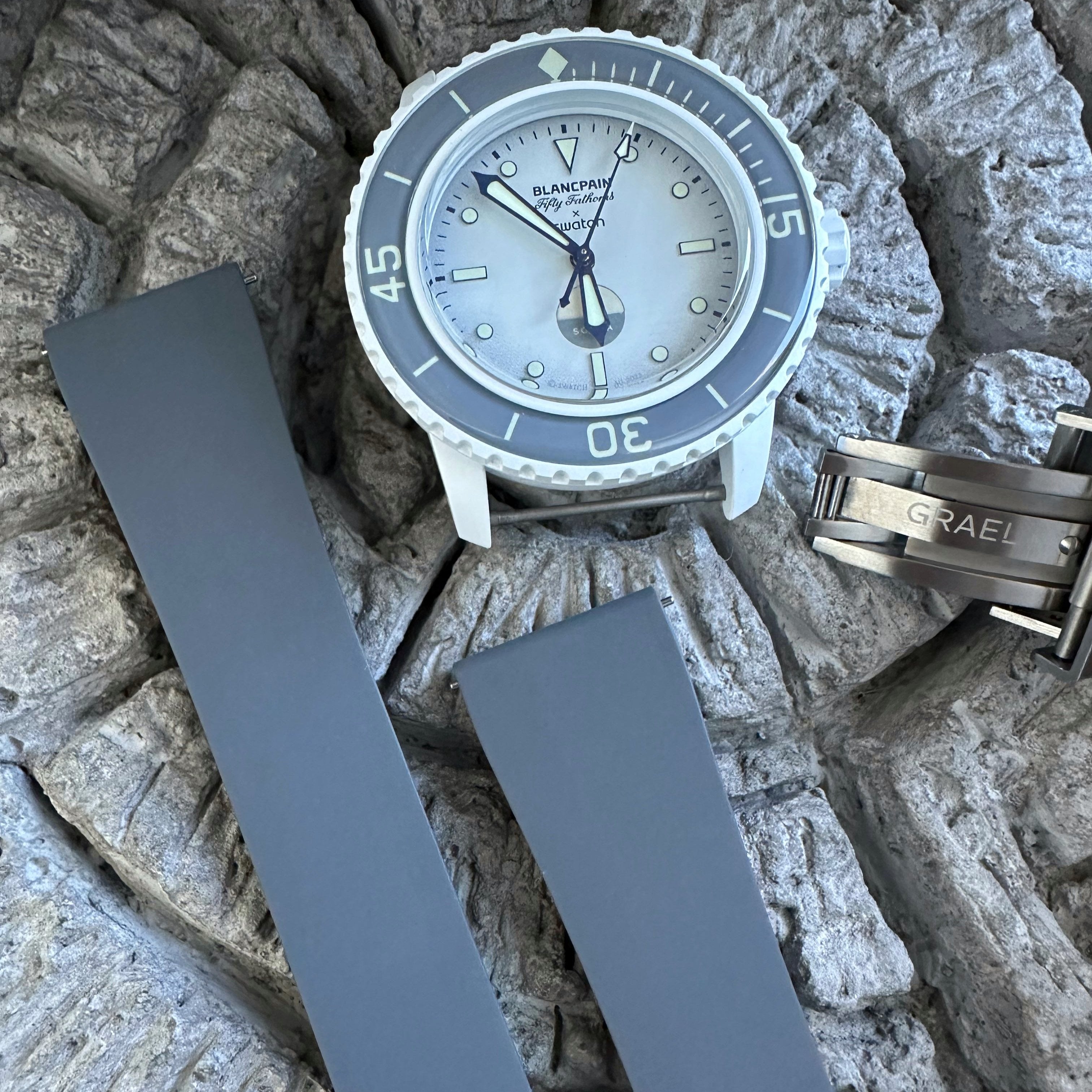 Grey Rubber Watch Strap